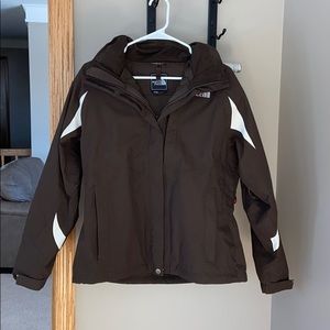 Brown hooded The North Face Jacket- size medium